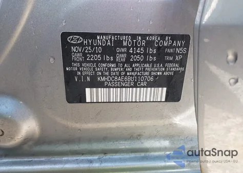 2011 Hyundai Elantra Touring Gls from USA, damaged, VIN KMHDC8AE6BU110706